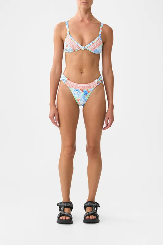 REGULAR BIKINI BOTTOM WITH RUCHED KNOT SIDES TOPKAPI POP made by Camilla