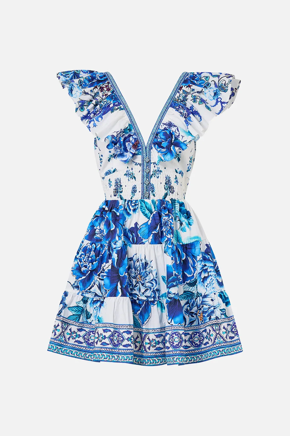 TIERED SHORT DRESS WITH NECK FRILL A CERAMIC GARDEN sold by Camilla product image thumbnail 3