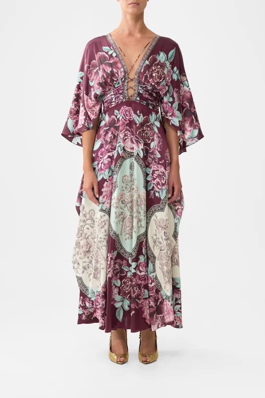 V NECK LACE UP DETAIL LONG DRESS IF THESE TILES COULD TALK sold by Camilla