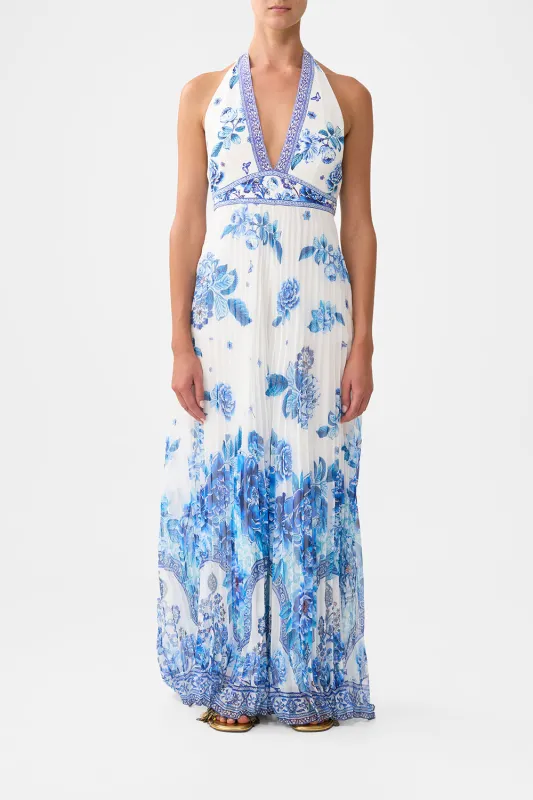 TIE NECK HALTER JUMPSUIT A CERAMIC GARDEN sold by Camilla