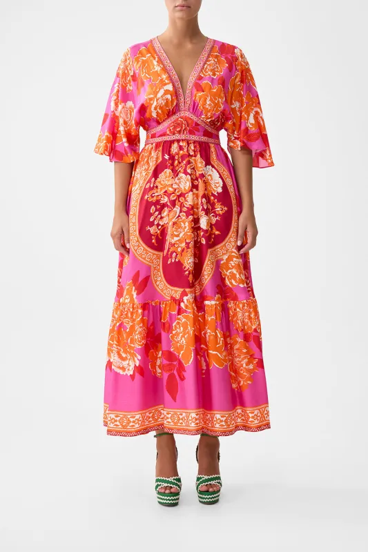 WAISTED DRESS WITH HEM RUFFLE TILES OF TÜRKIYE sold by Camilla