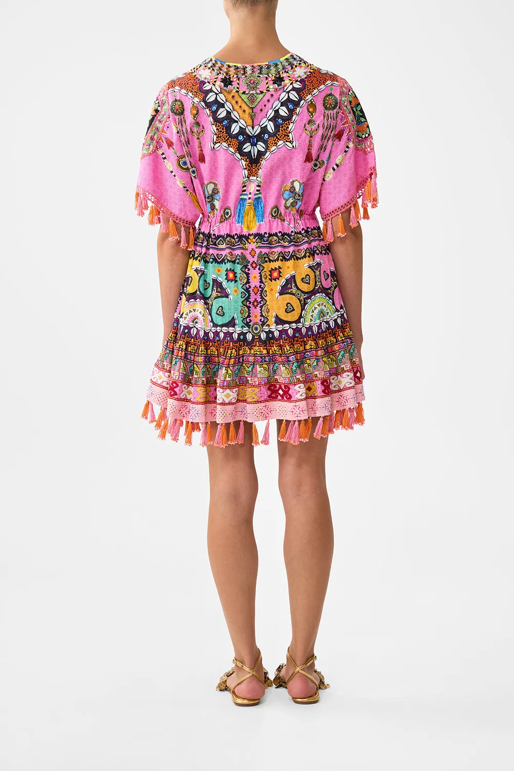 SHORT V NECK EMBROIDERED DRESS PATCHWORK PANORAMA sold by Camilla product image thumbnail 2