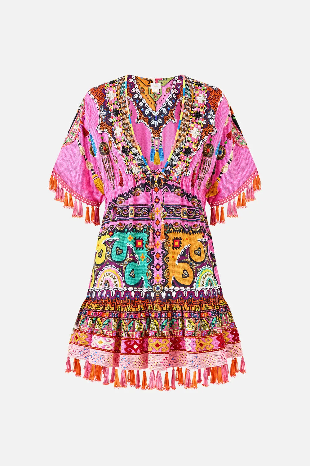 SHORT V NECK EMBROIDERED DRESS PATCHWORK PANORAMA sold by Camilla product image thumbnail 3