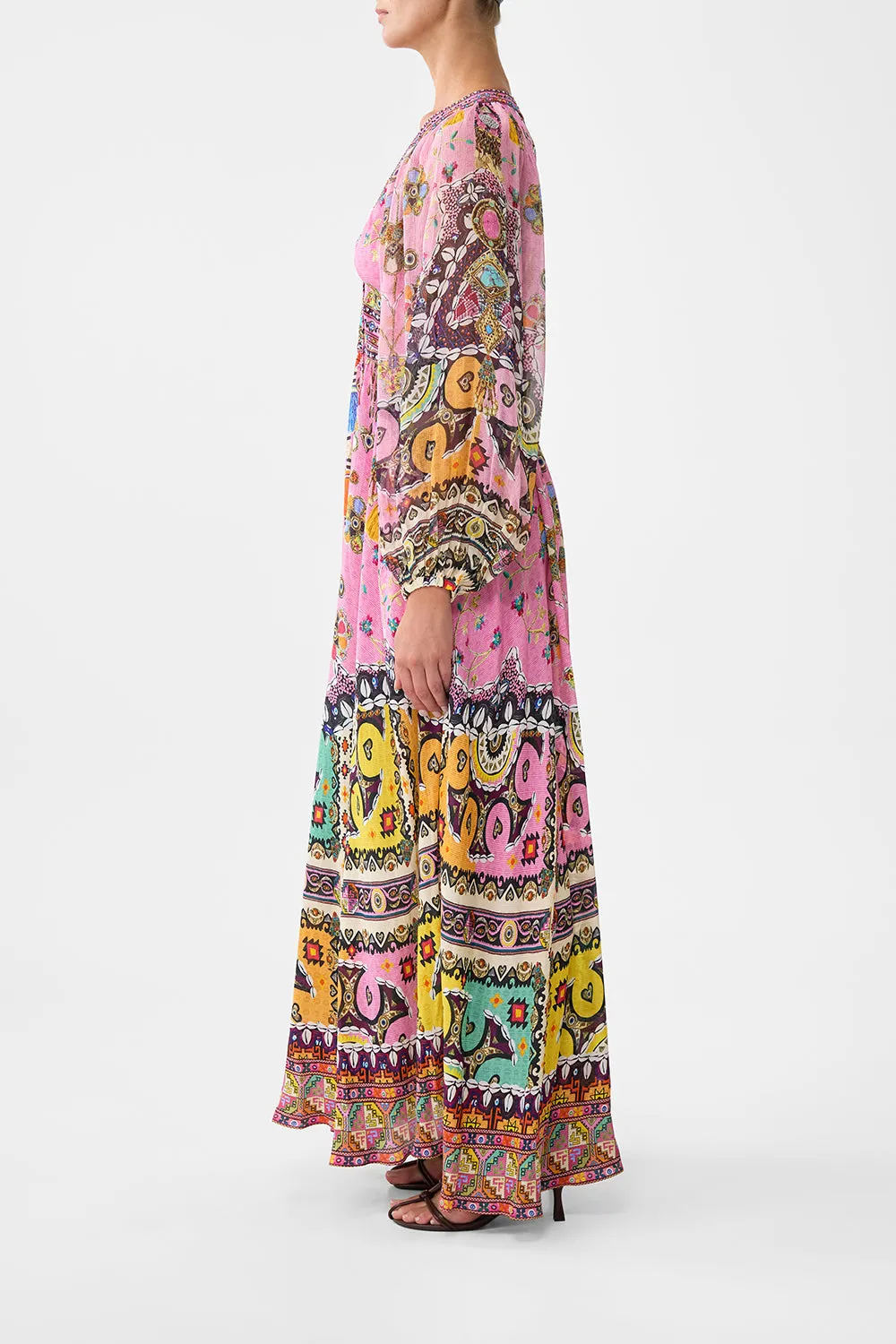 LACE UP FRONT LONG DRESS PATCHWORK PANORAMA sold by Camilla product image thumbnail 3