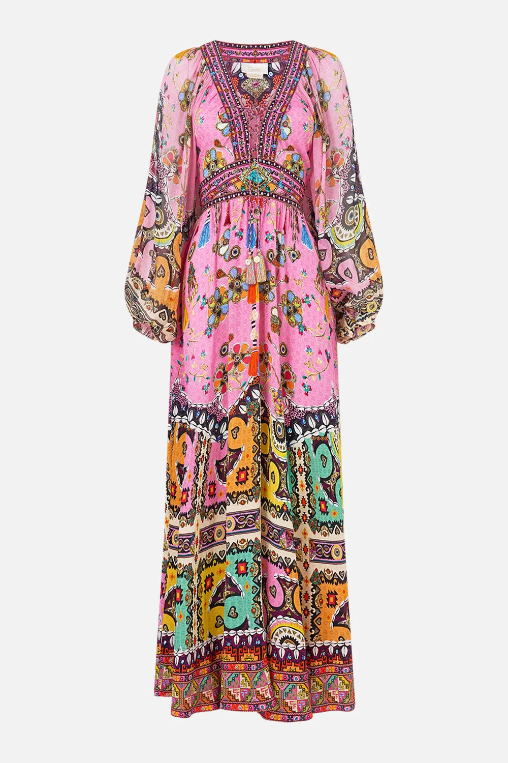 LACE UP FRONT LONG DRESS PATCHWORK PANORAMA sold by Camilla product image thumbnail 4