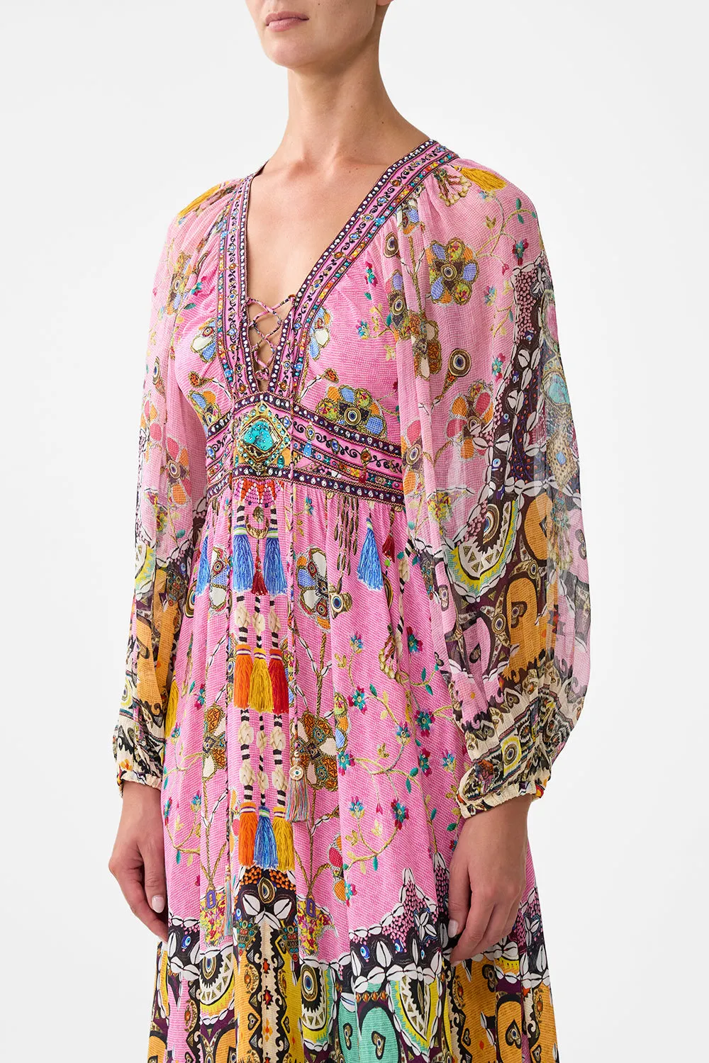 LACE UP FRONT LONG DRESS PATCHWORK PANORAMA sold by Camilla product image thumbnail 5