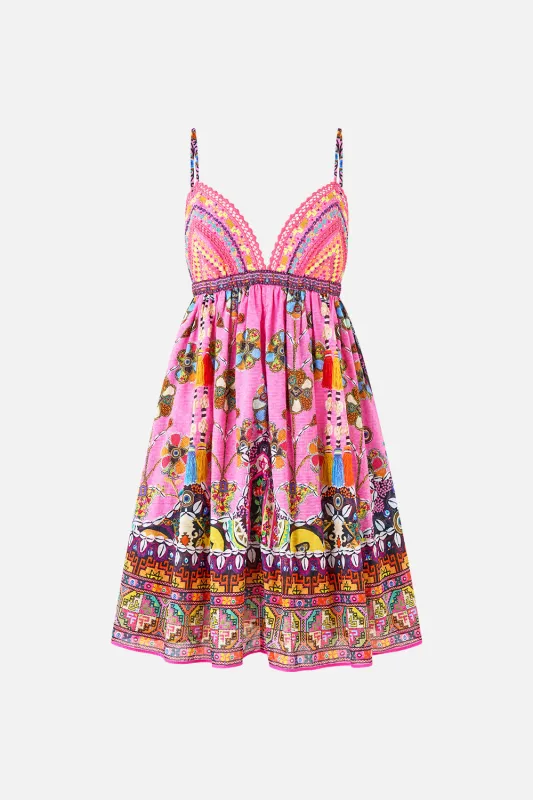 BRALETTE DETAIL SHORT DRESS PATCHWORK PANORAMA sold by Camilla