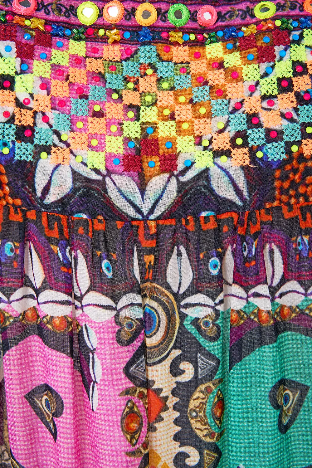 LONG TIERED DRESS WITH BOW TIES PATCHWORK PANORAMA sold by Camilla product image thumbnail 3