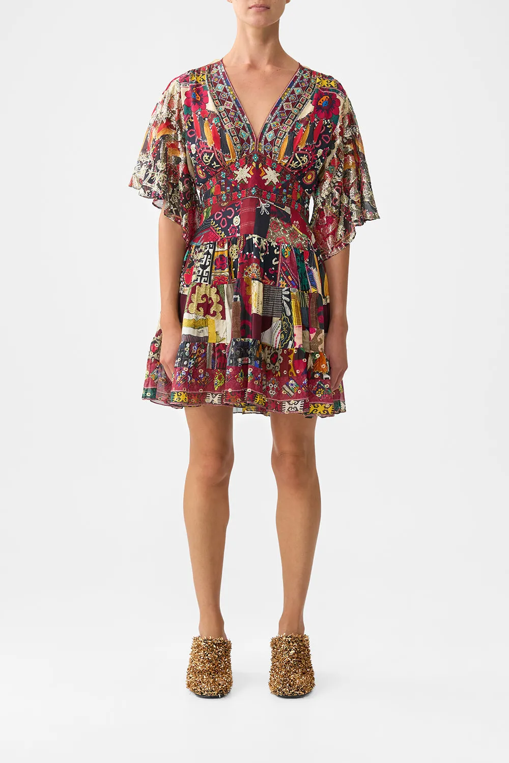 TIERED SKIRT MINI DRESS PATCHWORK ALCHEMY sold by Camilla