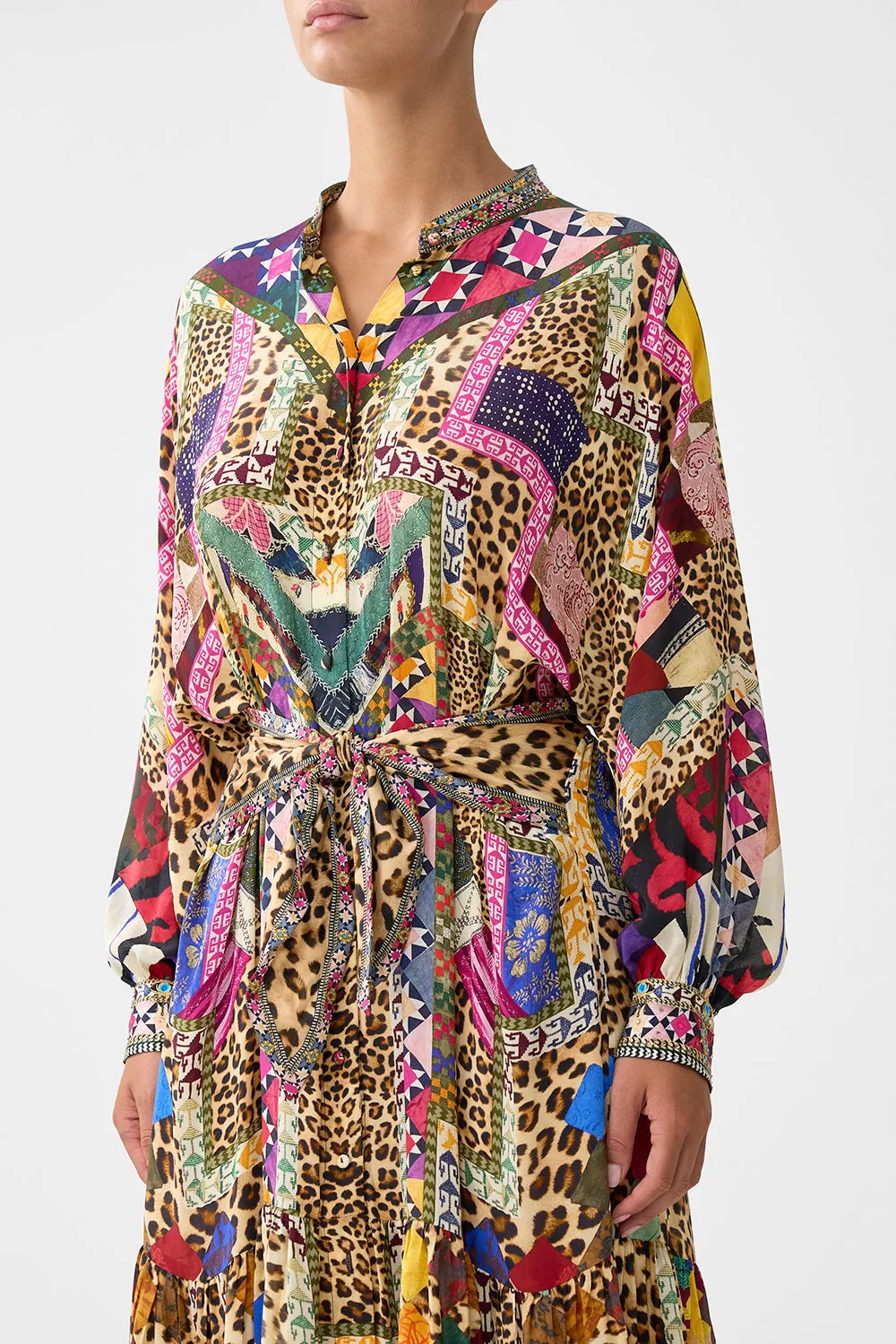 TIERED SHIRTDRESS WITH WIDE WAIST TIE EMBROIDERED EVER AFTER sold by Camilla product image thumbnail 5