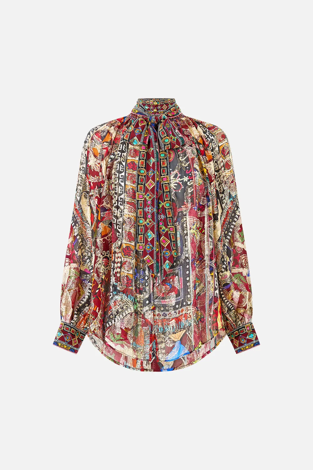 DETACHABLE PUSSY BOW RAGLAN BLOUSE PATCHWORK ALCHEMY sold by Camilla