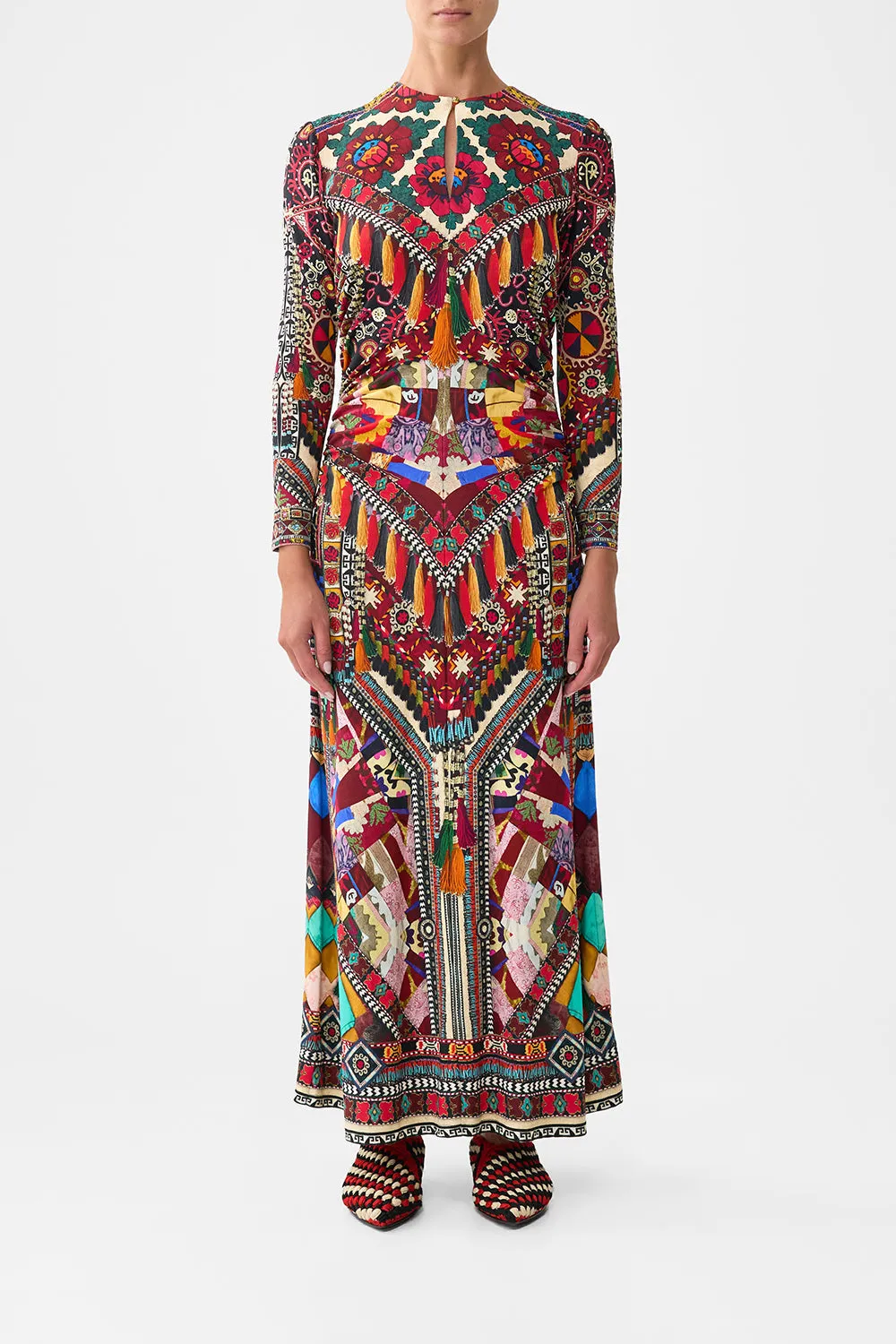 GATHERED JERSEY LONG DRESS PATCHWORK ALCHEMY sold by Camilla