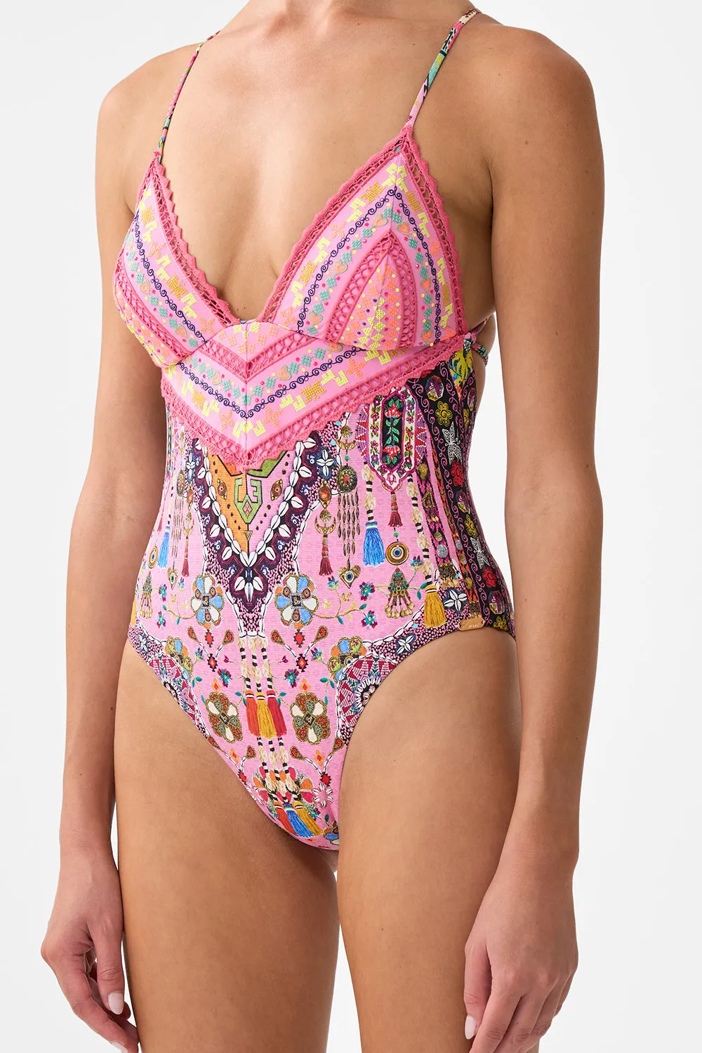EMBROIDERED TRI ONE PIECE W TIE BACK PATCHWORK PANORAMA sold by Camilla product image thumbnail 5