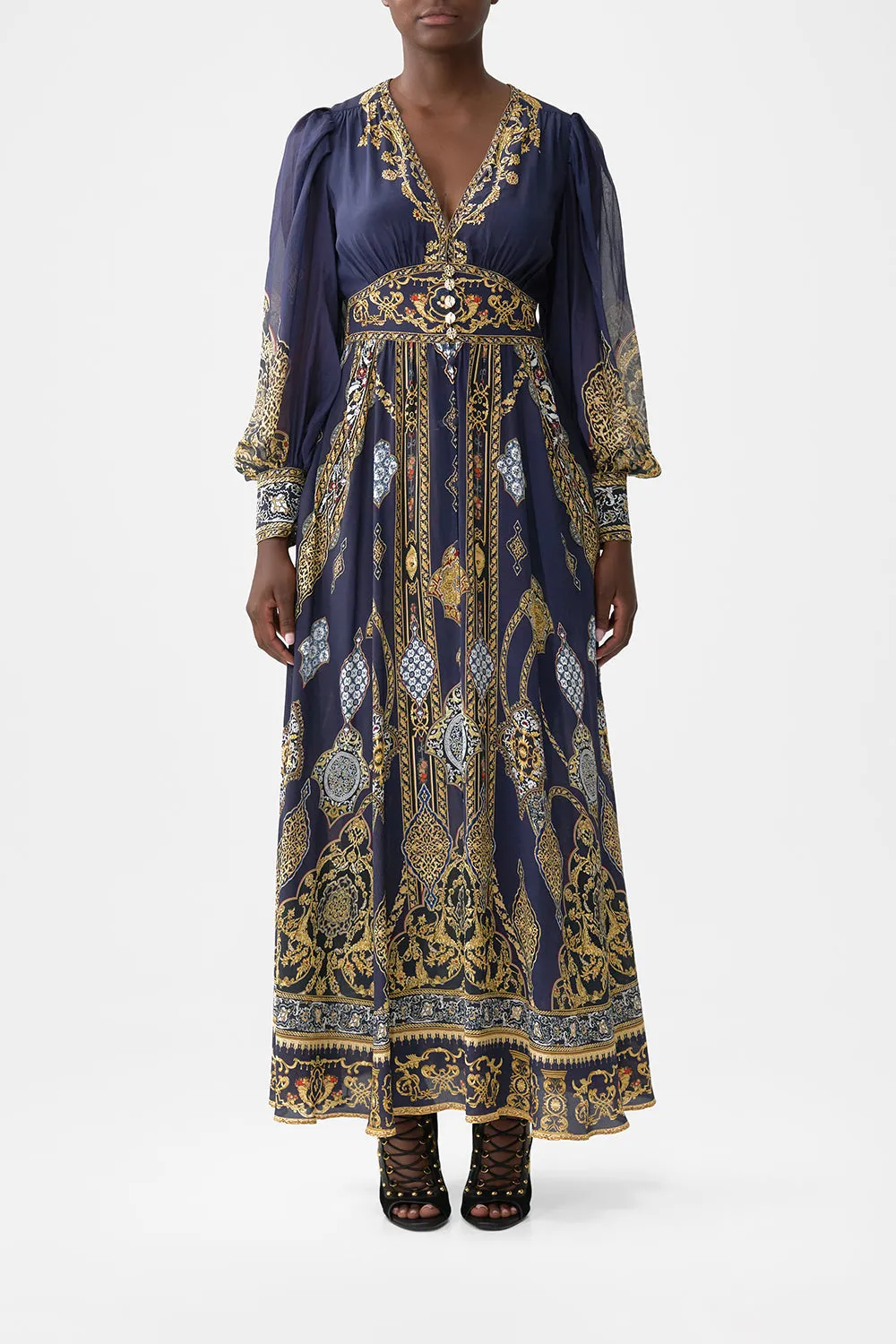 SHAPED WAISTBAND DRESS WITH GATHERED SLEEVES THE IMPERIAL GATE sold by Camilla