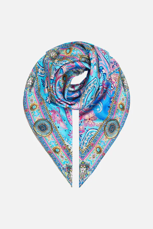 LARGE CRYSTALLED SILK SQUARE SCARF FOOTSTEPS IN FOLKLORE sold by Camilla