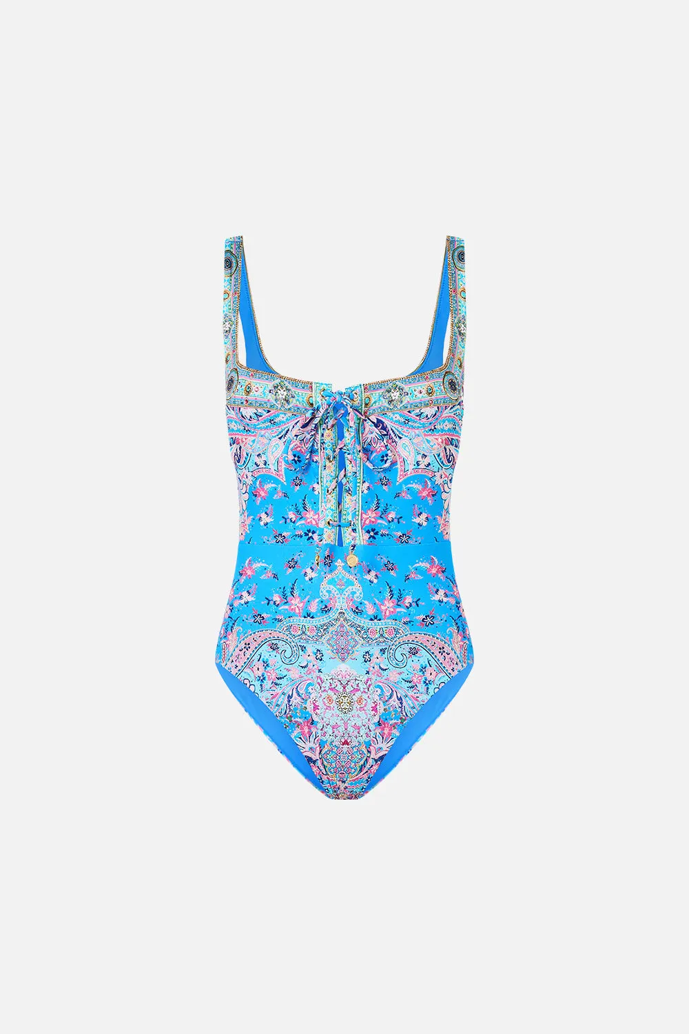 LACE UP UNDERWIRE SQUARE NECK ONE PIECE FOOTSTEPS IN FOLKLORE sold by Camilla product image thumbnail 3