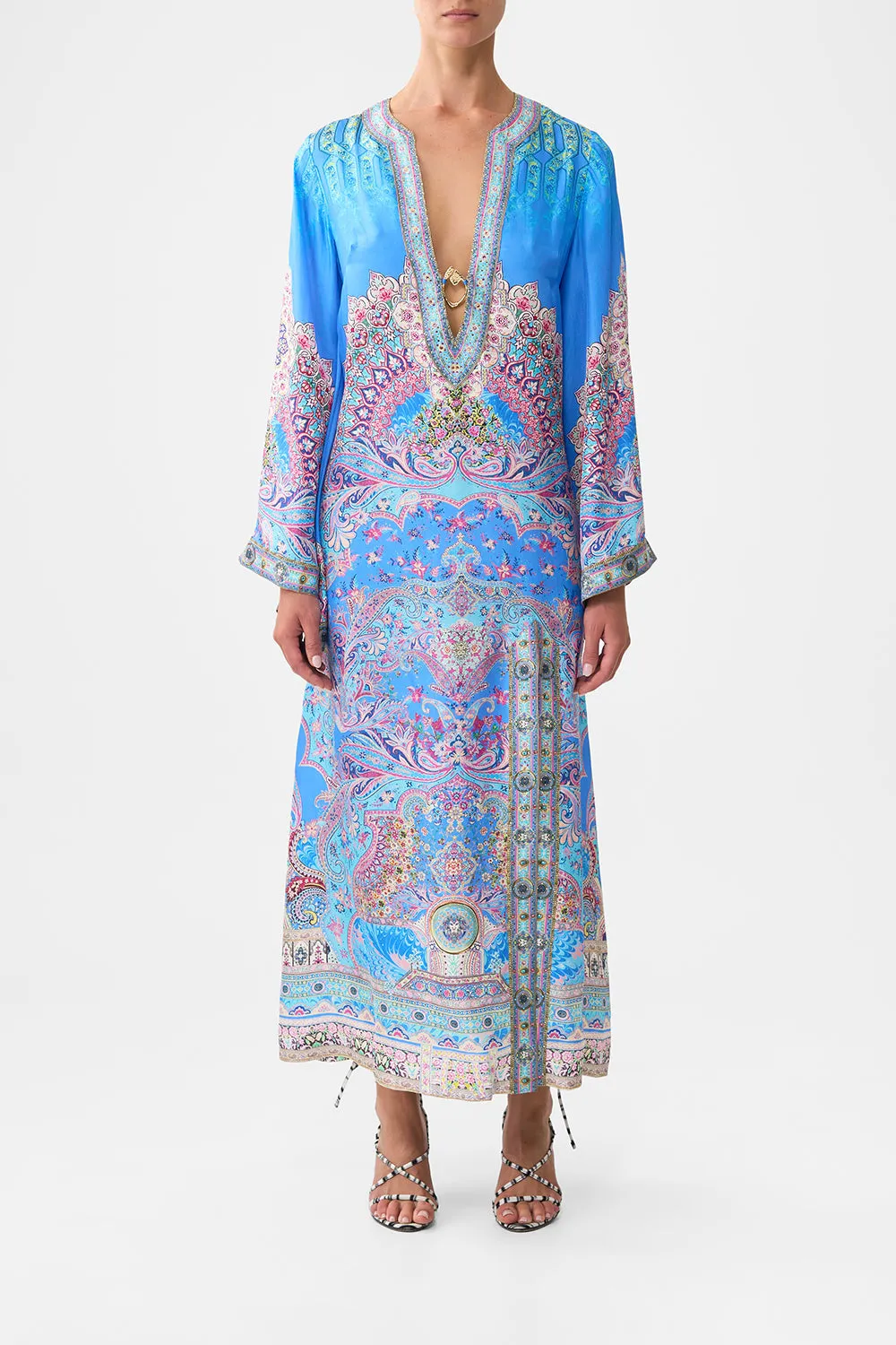 DEEP V NECK HARDWARE KAFTAN FOOTSTEPS IN FOLKLORE sold by Camilla