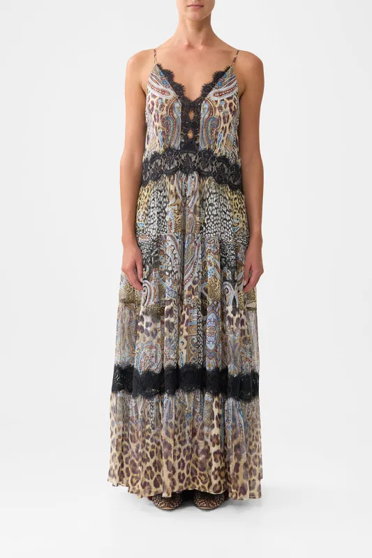 TRAPEZE TIERED DRESS WITH LINING ISTANBUL ANIMALIA sold by Camilla