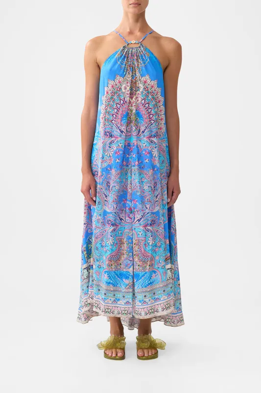 GATHER NECK HARDWARE MAXI DRESS FOOTSTEPS IN FOLKLORE sold by Camilla