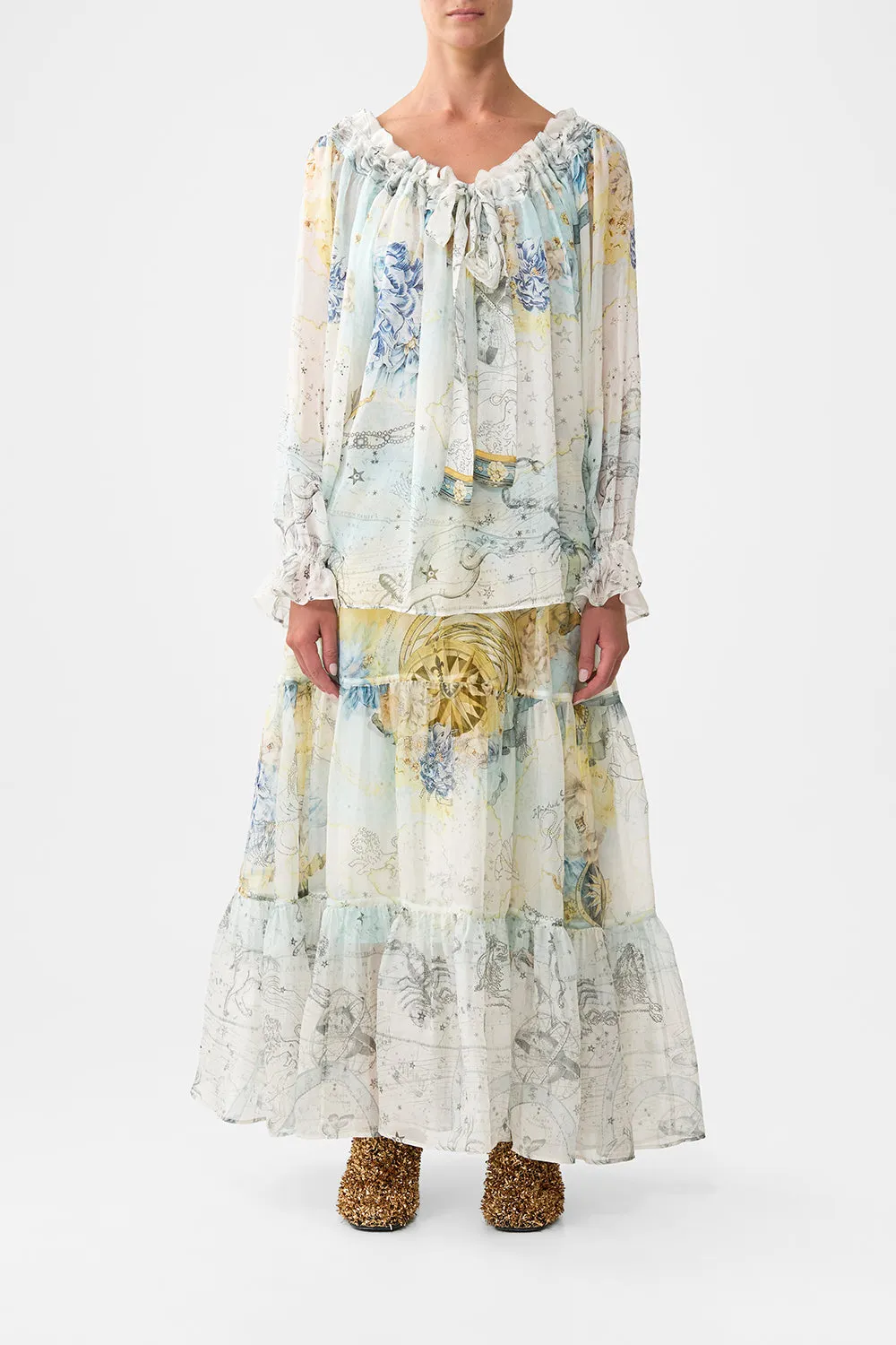 ROUND NECK GATHERED BLOUSE MY LUCKY STARS sold by Camilla