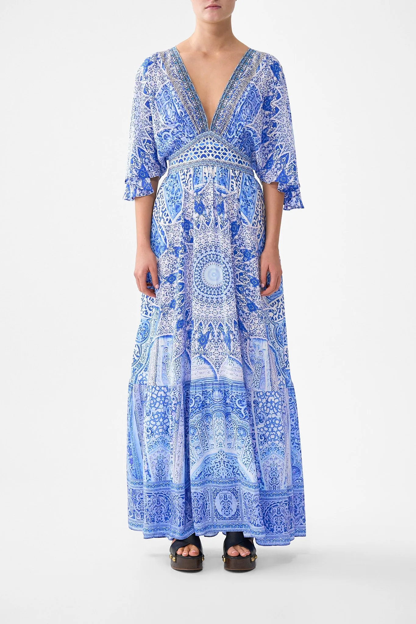 WAISTED DRESS WITH HEM RUFFLE THE BOSPHOROUS sold by Camilla