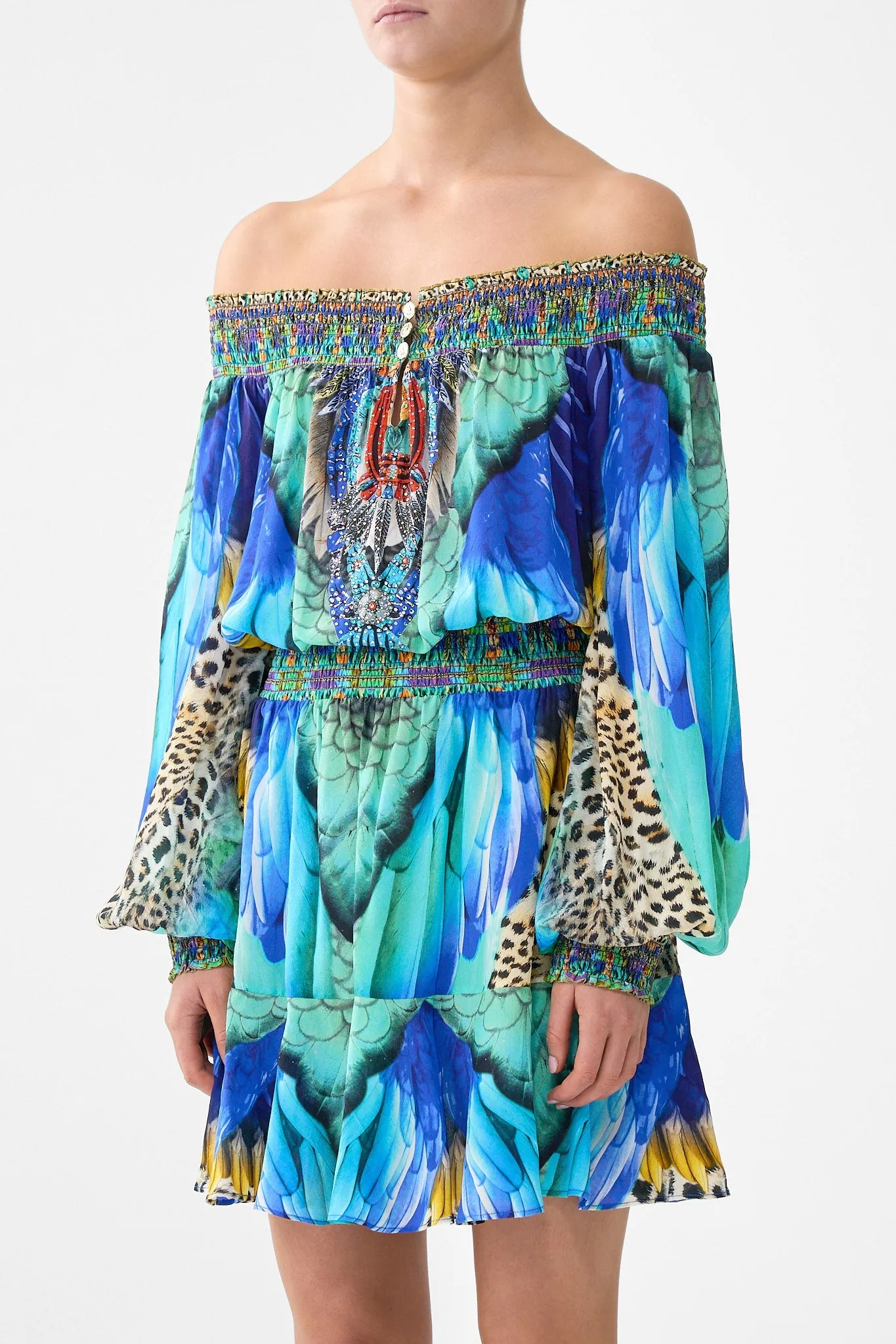 OFF SHOULDER SHORT DRESS JUNGLE FLIGHT sold by Camilla product image thumbnail 4