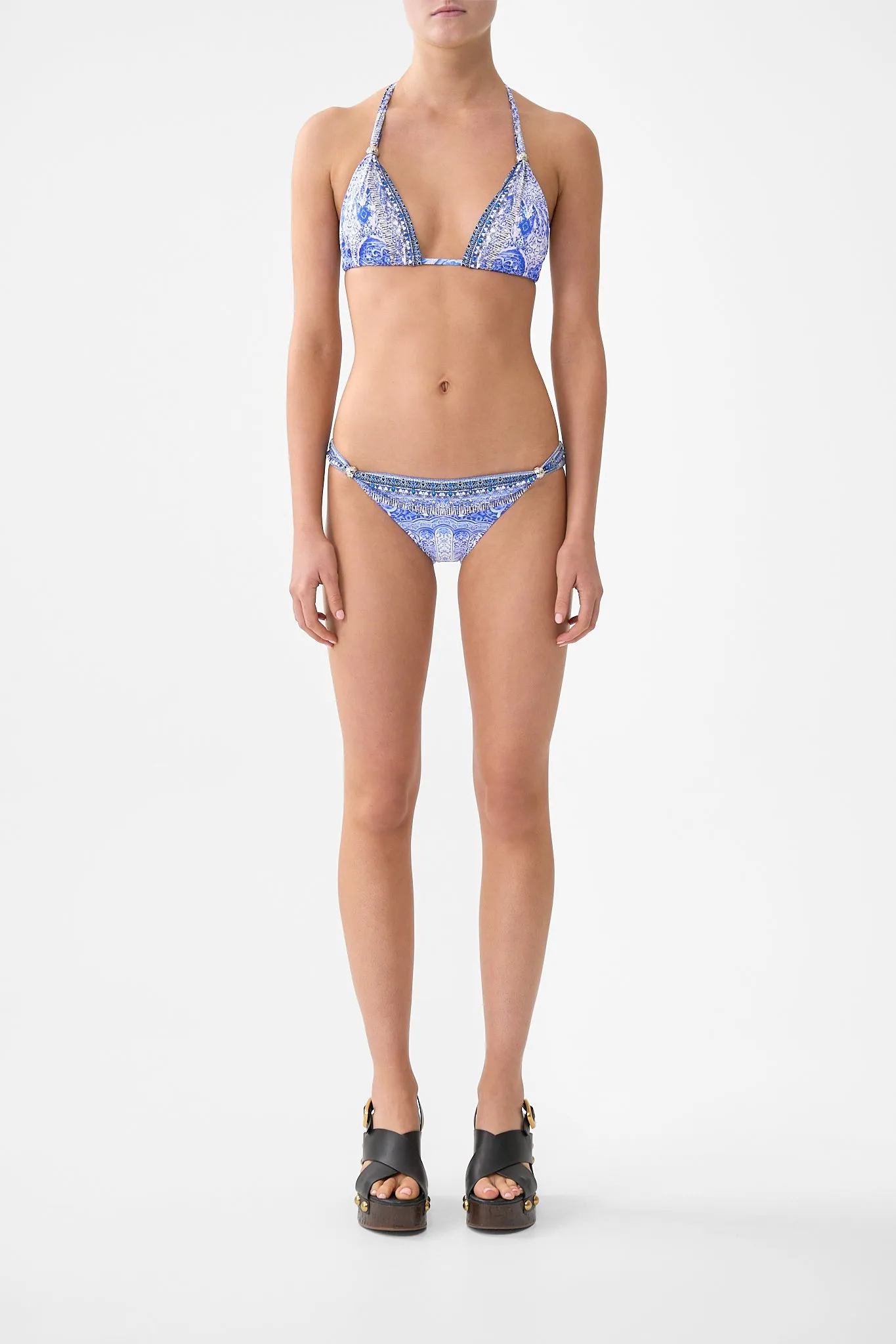 BALL TRIM TRIANGLE BIKINI SET WITH THICK NECK TIE THE BOSPHOROUS sold by Camilla