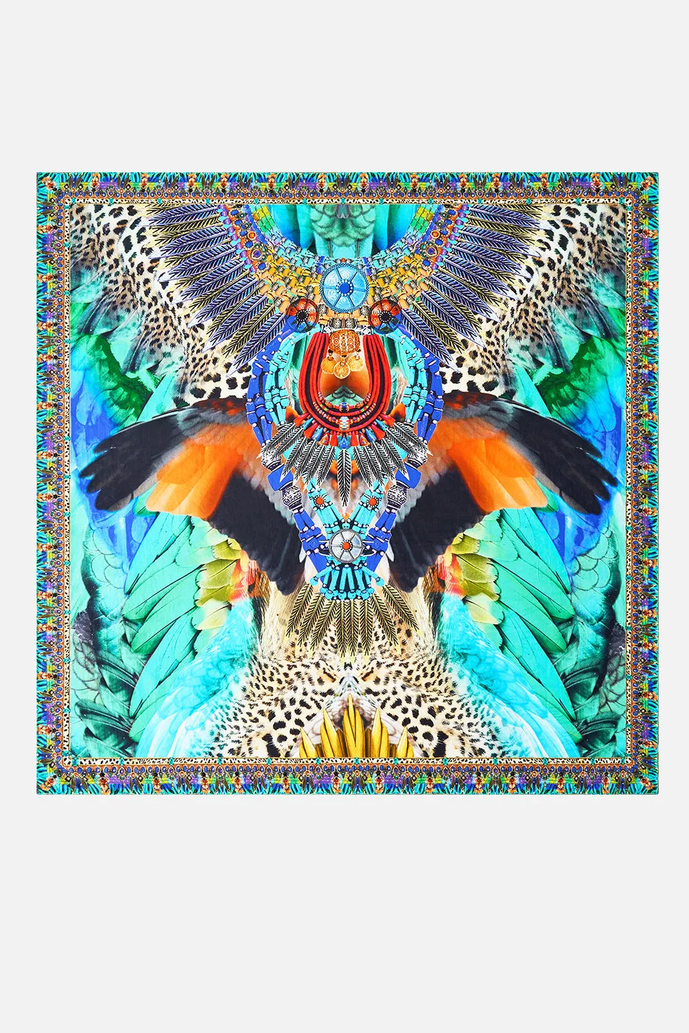 LARGE CRYSTALLED SILK SQUARE SCARF JUNGLE FLIGHT sold by Camilla product image thumbnail 2