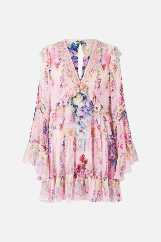 TIERED SWING MINI DRESS PALATIAL PASTELS sold by Camilla