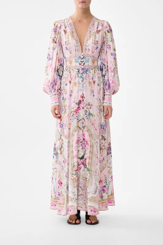 SHAPED WAISTBAND DRESS WITH GATHERED SLEEVES PALATIAL PASTELS sold by Camilla