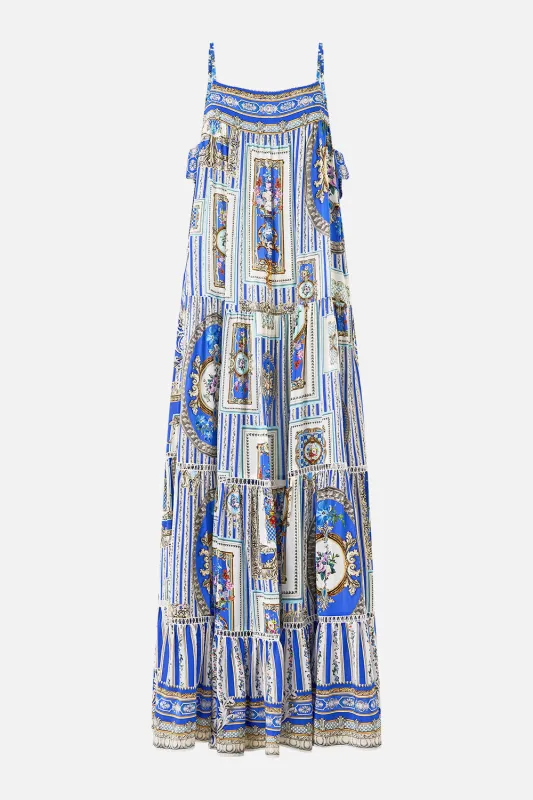 LONG TIERED DRESS WITH BOW TIES OTTOMAN OPULENCE sold by Camilla