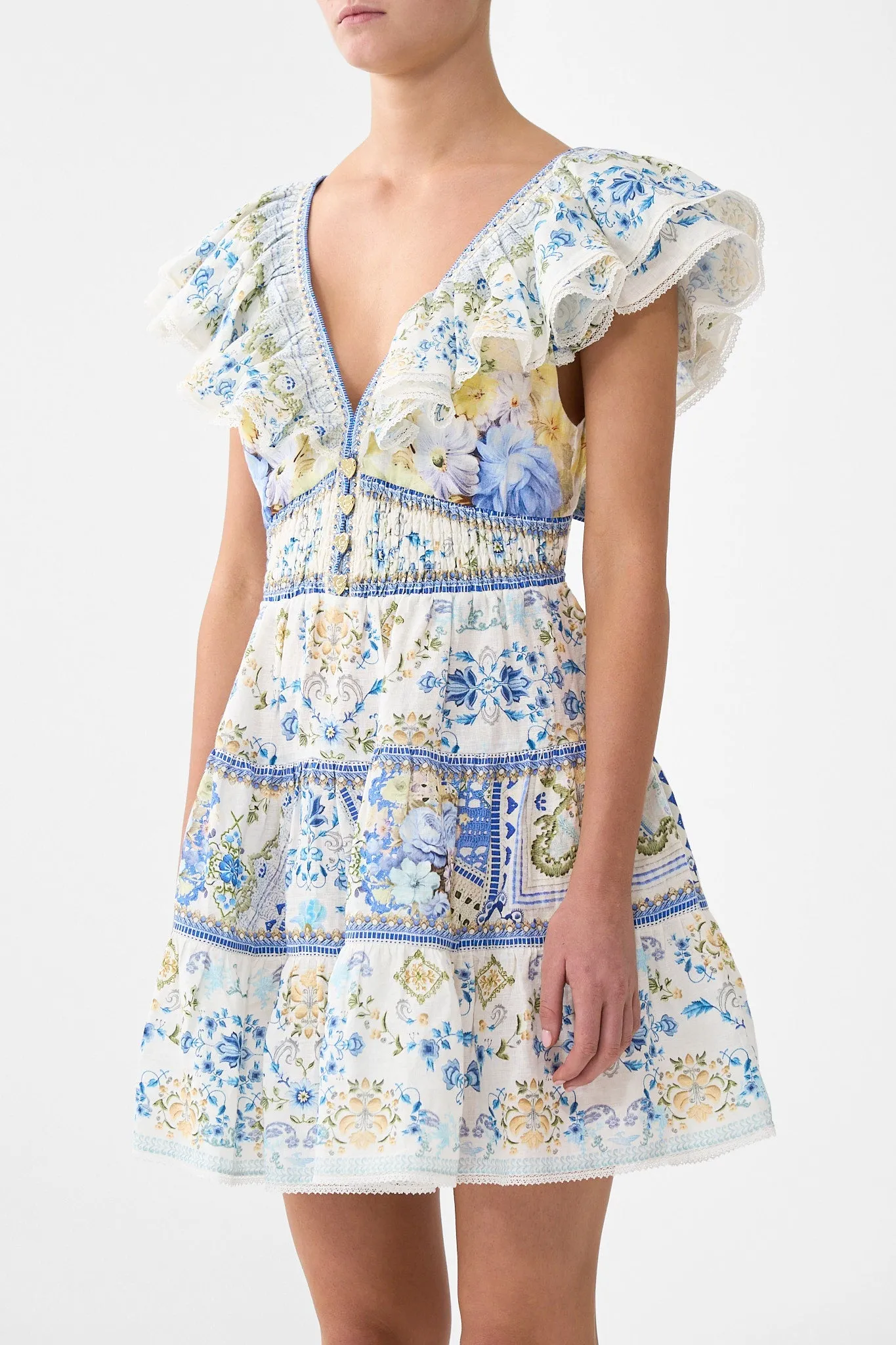 TIERED SHORT DRESS WITH NECK FRILL MY HOMESPUN HEART sold by Camilla product image thumbnail 4