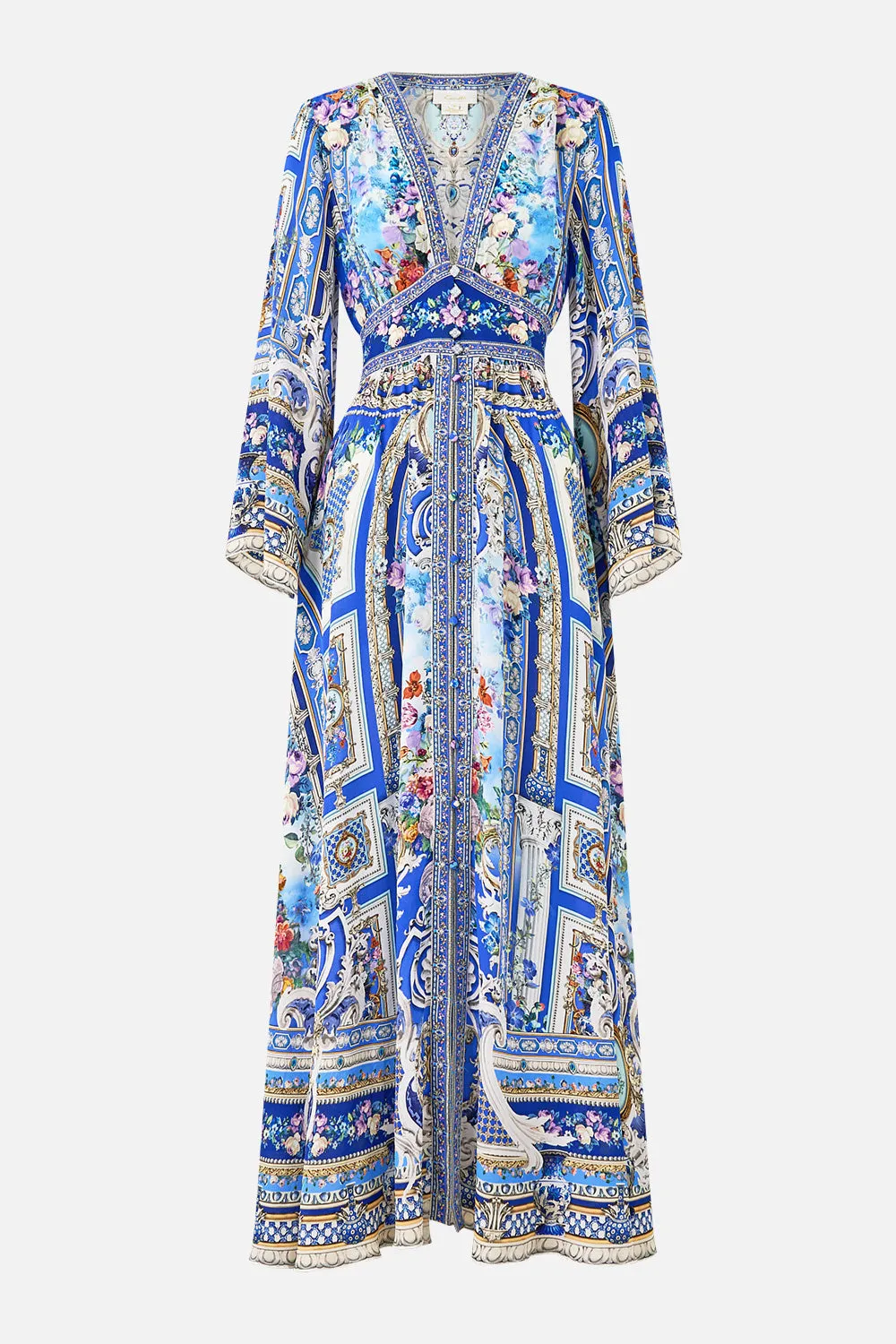 KIMONO SLEEVE DRESS WITH SHIRRING DETAIL OTTOMAN OPULENCE sold by Camilla