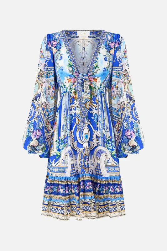 SHORT TIE FRONT BLOUSON DRESS OTTOMAN OPULENCE sold by Camilla