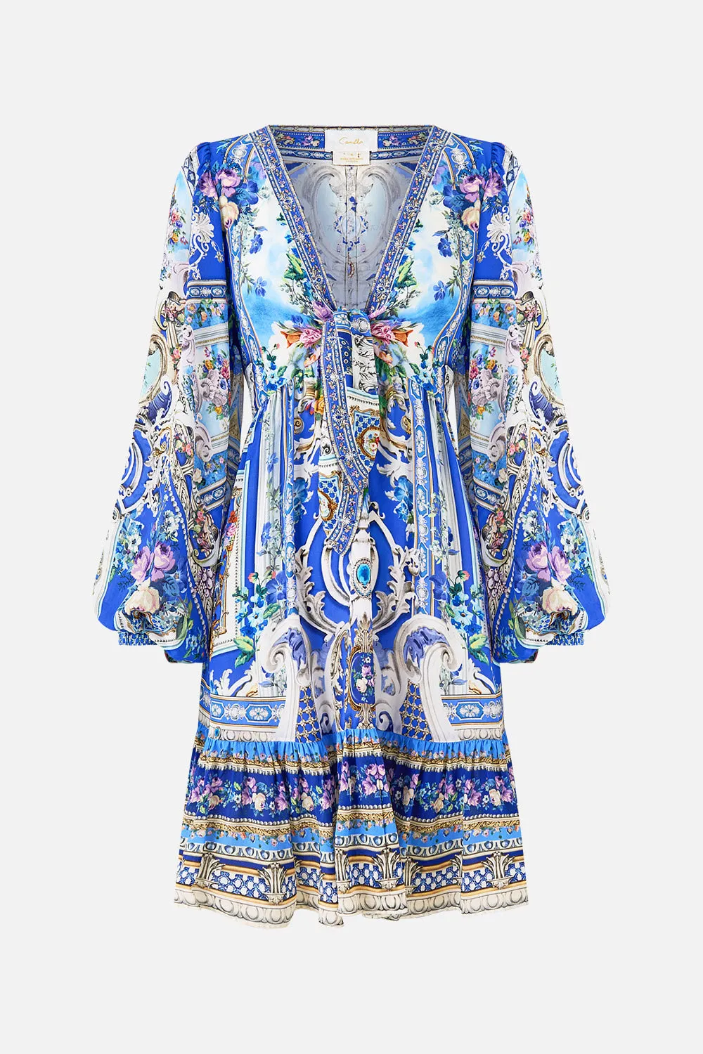 SHORT TIE FRONT BLOUSON DRESS OTTOMAN OPULENCE sold by Camilla