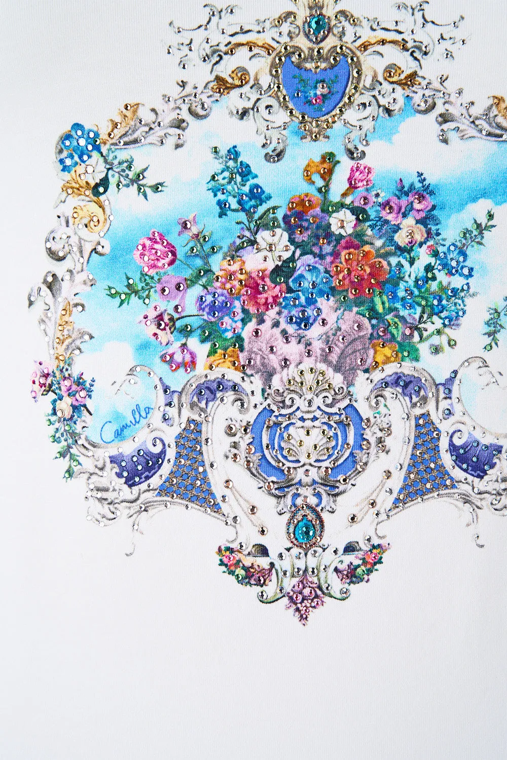 JERSEY SCOOP NECK TANK TOP - WHITE/BLUE OTTOMAN OPULENCE sold by Camilla product image thumbnail 3