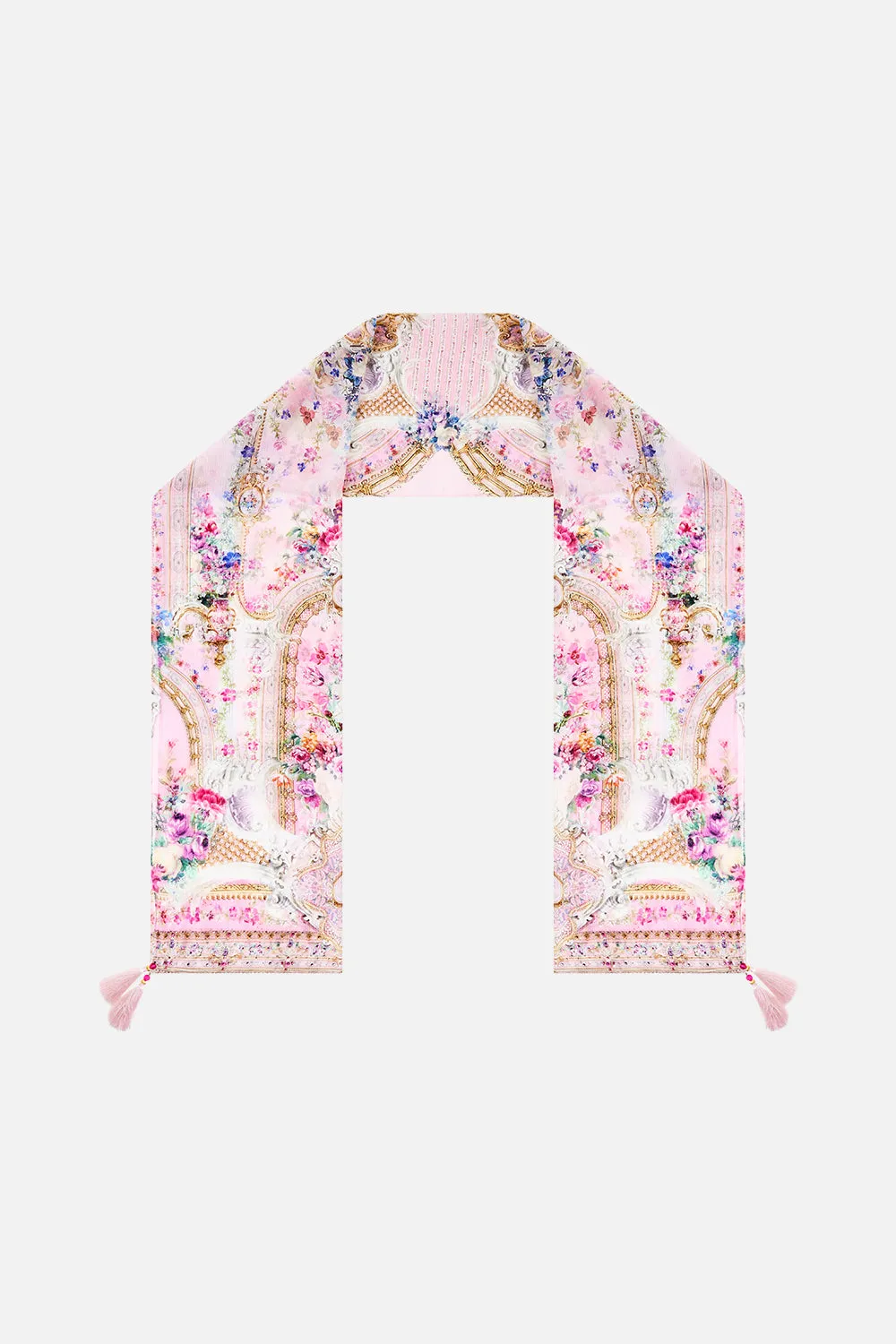 LONG SILK CRINKLE CHIFFON SCARF PALATIAL PASTELS sold by Camilla