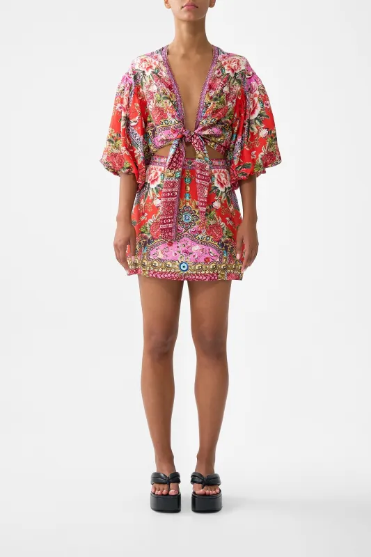 TIE FRONT PUFF SLEEVE TOP HEIRLOOM EMPIRE sold by Camilla