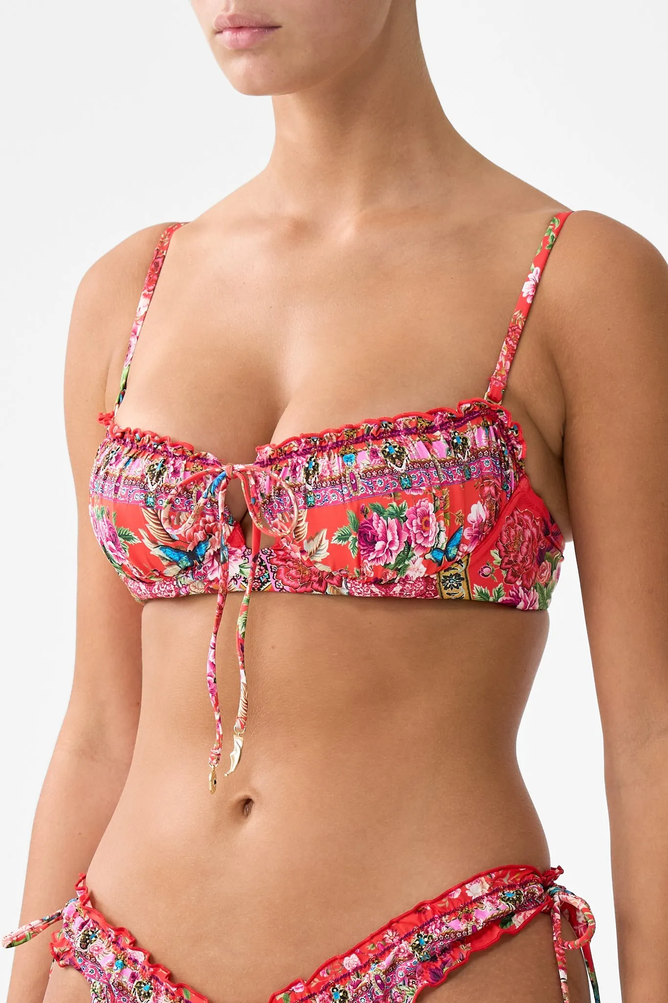 RUCHED CUP UNDERWIRE BIKINI TOP WITH FRONT TIE HEIRLOOM EMPIRE sold by Camilla product image thumbnail 5