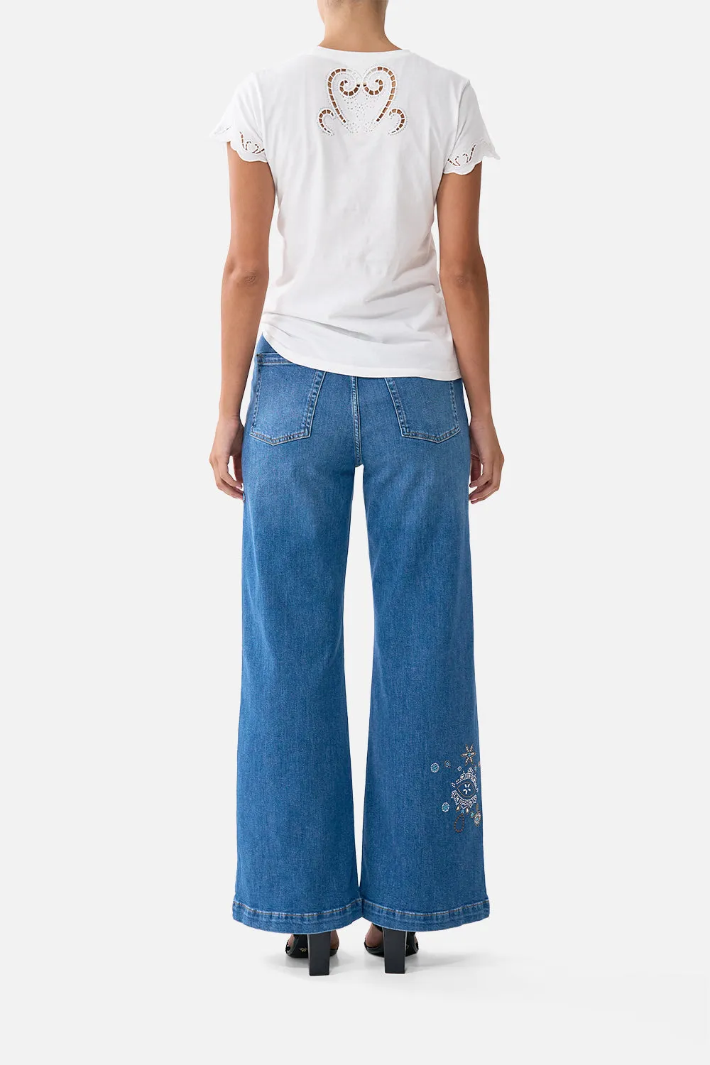 SLIM FIT ROUND NECK T-SHIRT - WHITE ALL ABOUT THAT LACE sold by Camilla product image thumbnail 2