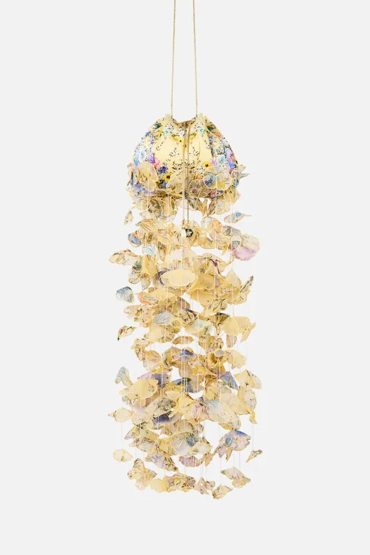 DRAWSTRING POUCH BAG WITH FLORAL FRINGE DARLING BUDS sold by Camilla