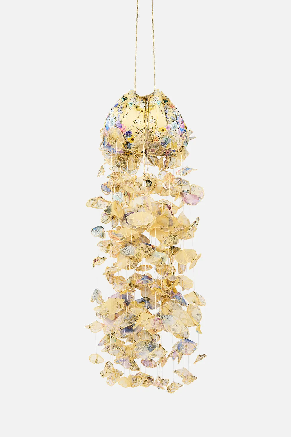 DRAWSTRING POUCH BAG WITH FLORAL FRINGE DARLING BUDS sold by Camilla