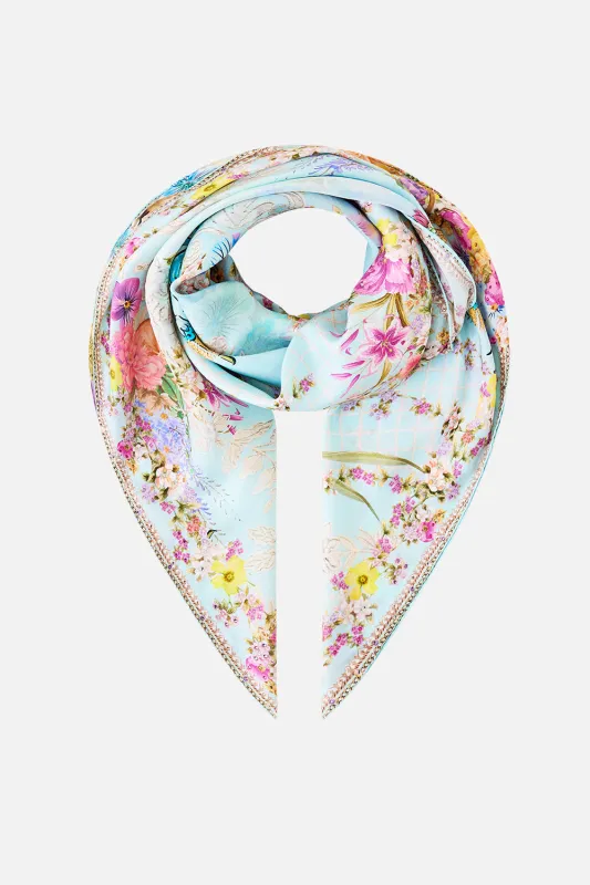 LARGE CRYSTALLED SILK SQUARE SCARF BAZAAR BLOOMS sold by Camilla