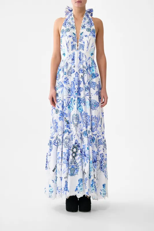 RUFFLE HEM HALTER DRESS ALL ABOUT THAT LACE sold by Camilla