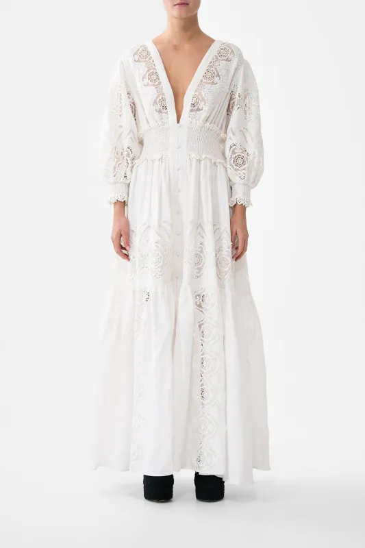 SHIRRED WAISTBAND LONG DRESS ALL ABOUT THAT LACE sold by Camilla