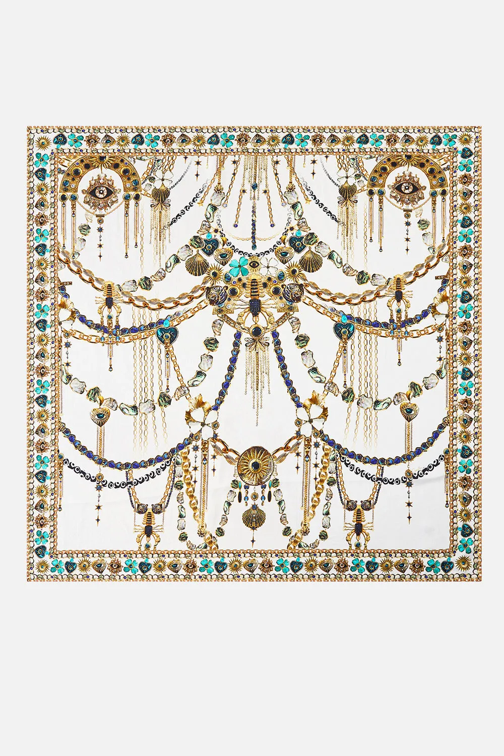 LARGE CRYSTALLED SILK SQUARE SCARF CHAIN GANG sold by Camilla product image thumbnail 2