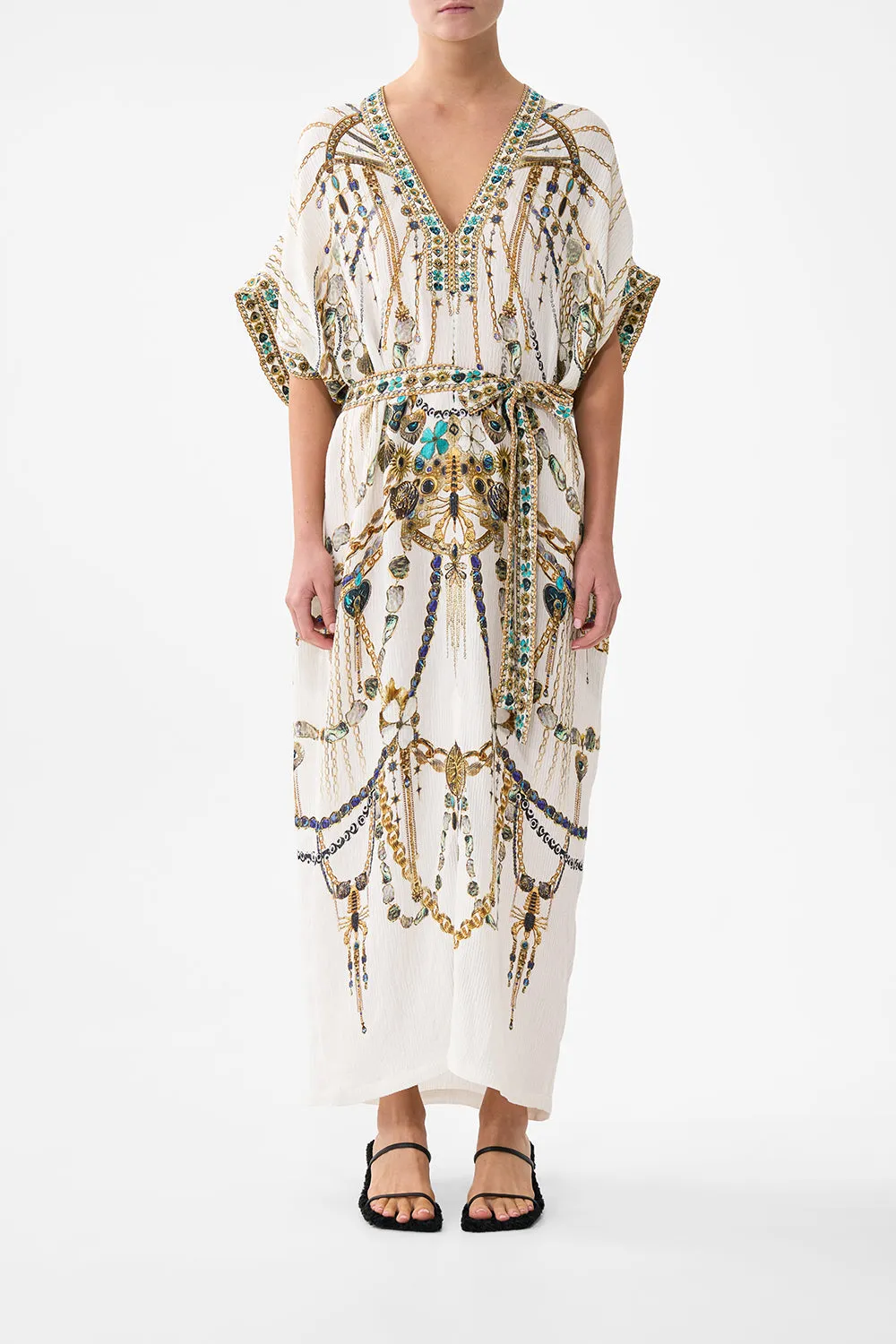 SHORT SLEEVE KAFTAN WITH TIE WAIST CHAIN GANG sold by Camilla