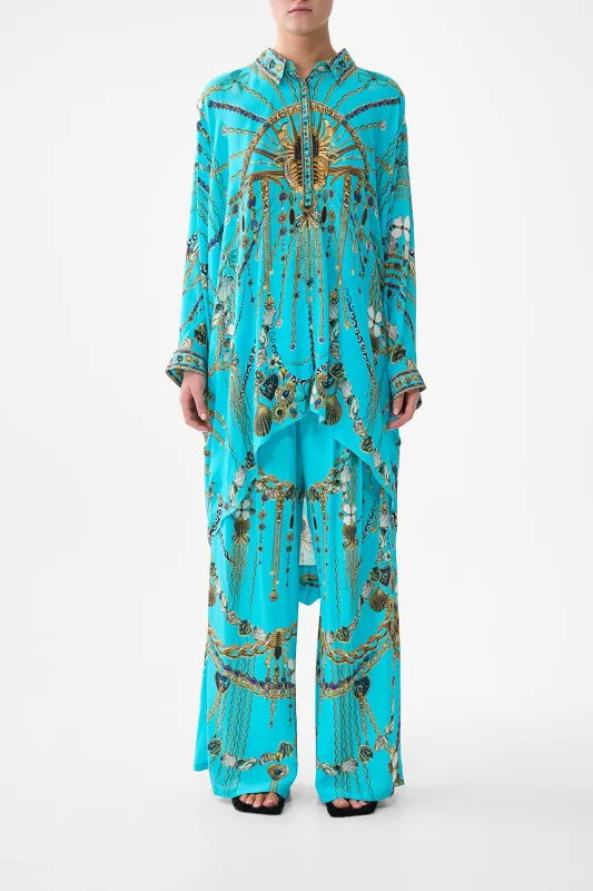 BUTTON UP TOP WITH DRAPED BACK TOTEMS AND TREASURES sold by Camilla