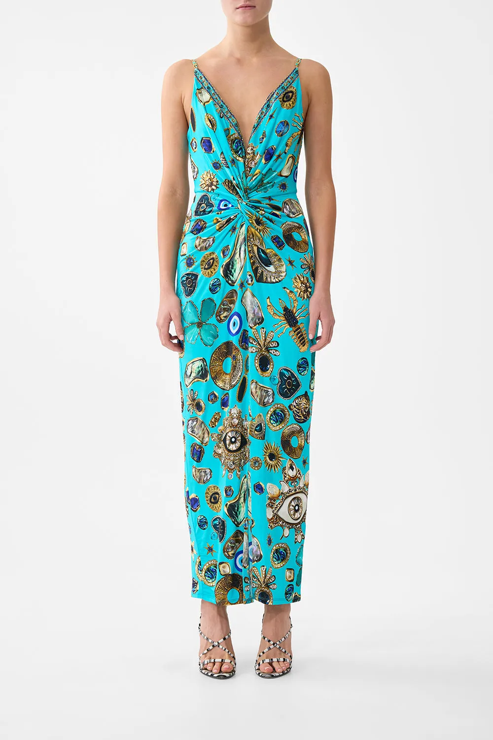 STRAPPY DRESS WITH TWIST FRONT TOTEMS AND TREASURES sold by Camilla