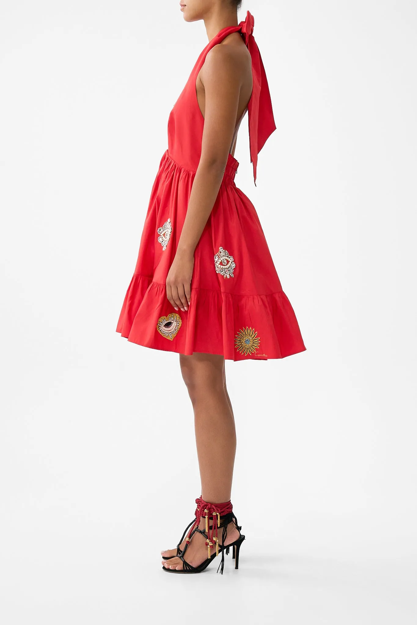 RUFFLE HEM HALTER SHORT DRESS NAZAR NIRVANA sold by Camilla product image thumbnail 3